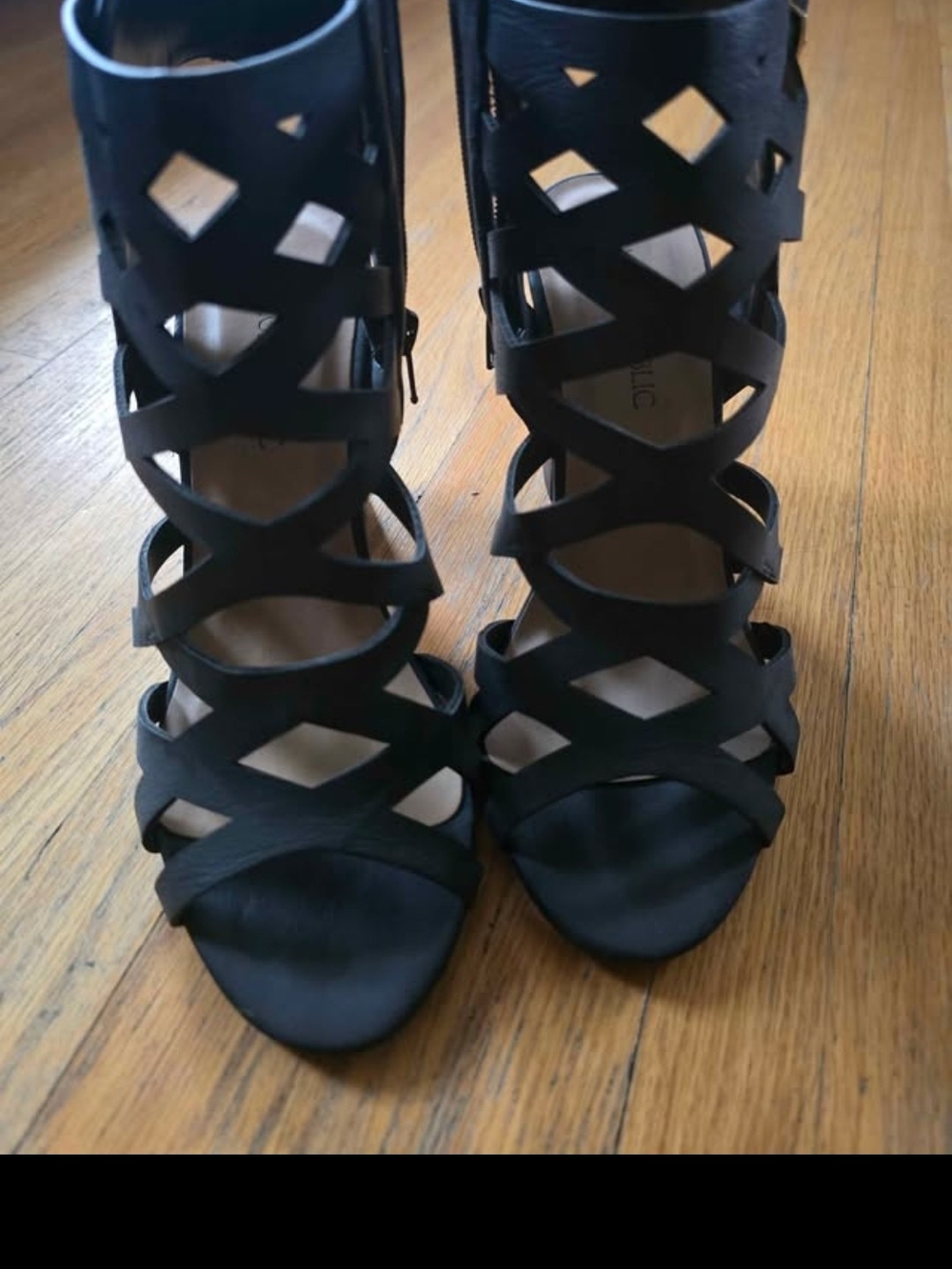Brand NEW Black Strappy Cutout High Heel Sandals
